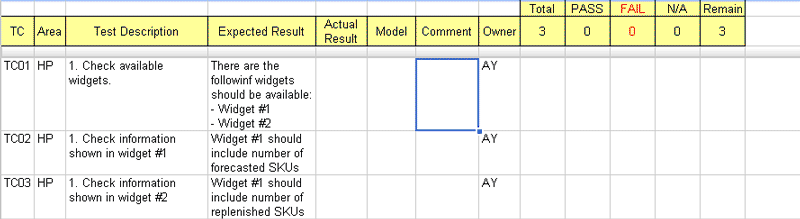 Test cases for task 1002 in Google Docs