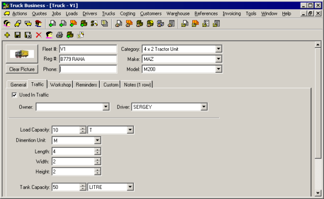 TruckBusiness - Truck parameters